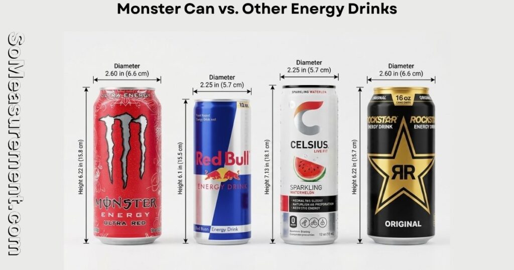Monster Can Dimensions vs. Other Energy Drinks