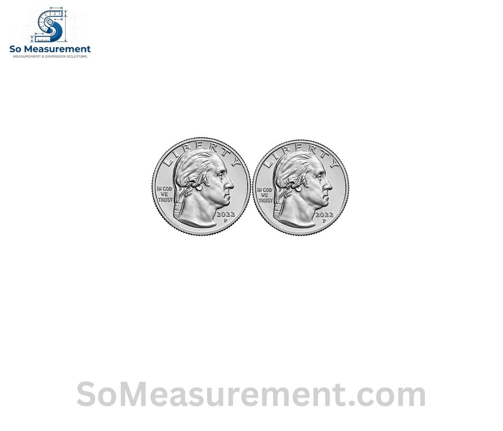 two Stacked US Quarters (Diameter Reference) That 2 Inches